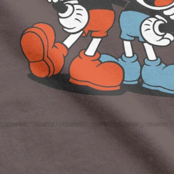 Cuphead Vīriešu T Krekli Spēle Mugman Kausa Peli Karikatūra Animācijas Spēlētājs Atpūtas Tee Krekls Ar Īsām Piedurknēm T-Krekls Tīras Kokvilnas Vasara