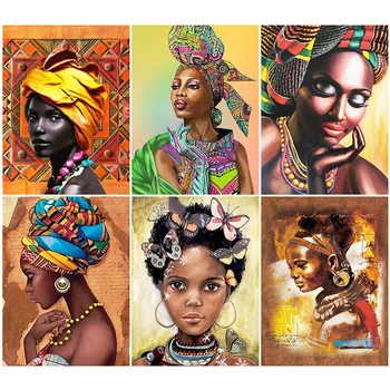 Diy 5D Dimanta Glezniecības Portreta Pilnu Kvadrātveida Āfrikas Sieviete Dimanta Izšuvumi Attēlu Mājas Sienu Apdare Mākslas Bildes