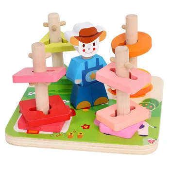DIY Koka Celtniecības Bloki Rotaļlieta Ģeometrisku Formu savienošana Pārī Valdes Montessori Modeli, kas Agrīnās Mācīšanās Izglītības Rotaļlieta Bērniem