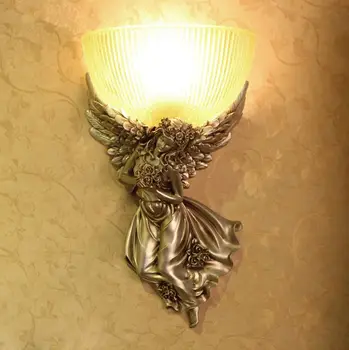 Eiropas dzīvojamā istabā TV fona sienas lampas radošo LED guļamistabas gultas lampa eju koridorā mazo eņģeli lampas