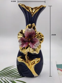 Eiropā Apzeltīts Matēta Porcelāna Vāze Vintage Uzlabotas Keramikas Ziedu Vāze Telpu Studiju Gaitenis Mājās, Kāzu Dekori