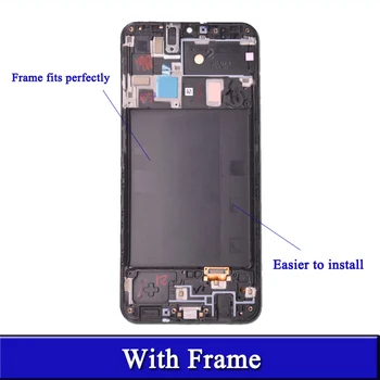 Ekrāns Samsung A20 AMOLED displeju A205 A205F A205FN lcd A205GN A205S Nomaiņa Digitizer Montāža ar rāmi