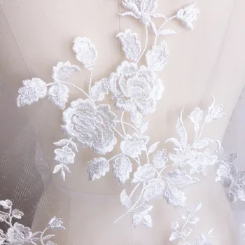 Franču skaistu ziedu izšūti mežģīņu auduma Romantisku kāzu vizuļi DIY kleitu mežģīnes bezmaksas piegāde RS558