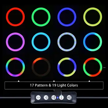 Fusitu RGB LED Selfie Riņķa gaisma Ar Statīvu USB RingLight Foto Apgaismojums Ar Turētāju Gredzens luktura Tālrunis Grims Youtube