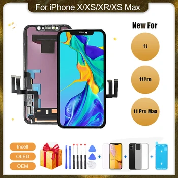 Grade A+ iPhone X XS XR XS Max 11 Pro XDR OLED OEM Šķidruma Retina IPS LCD Displejs, Touch Screen Digitizer Montāža Nomaiņa