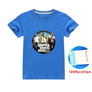 Grand Theft Auto GTA 5 T Krekls Meitenēm, Bērniem, Baby Boy Apģērbs TShirts Kokvilnas GTA5 Topi Grafiskais Melni Krekli