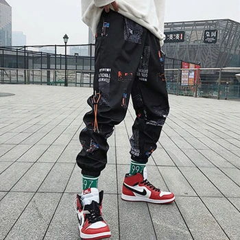 Hip hop Bikses Vīriešiem Zaudēt Joggers Bikses ar Drukas Streetwear Harēma Bikses Apģērba Potīšu garuma Biksēm Harajuku Sporta Gadījuma
