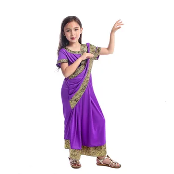 Indijas sari meitenes cosplay bērniem, bērnu Indijas saree sports princese masku Halloween puse jumpsuit drēbes