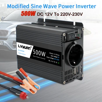 Inverter 12v 220V 500W ES Car Inverter Pārvērst Auto Transformators Auto Strāvas Adapteris Ierīces Webasto 12 volti Inversor12v 220 v