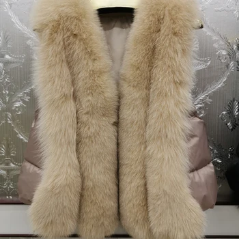 Ir 2021. Jaunu fox kažokādas un uz leju veste modes nekustamā fox kažokādas vairumtirdzniecības dabas fox Ādas Jaka, Veste Sieviešu dabīgās kažokādas kažoku,