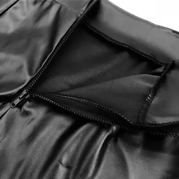 Ir 2021. Melnas Mežģīnes PU Ādas Biroja Dāmas Bodycon Svārki ar Augstu Jostas Sexy Streetwear Mini Svārki Rāvējslēdzēju Izdilis Īss Zīmuli Svārki