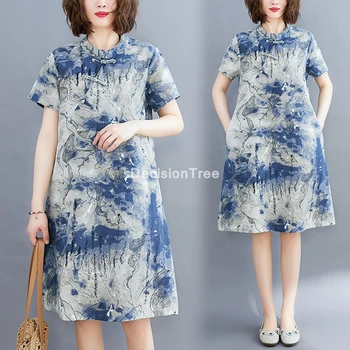 Ir 2021. ķīniešu kleitu elegants drukāt zieds sieviešu cheongsam ķīniešu tradicionālā kleita viskozes qipao vestidos austrumu puse kleita