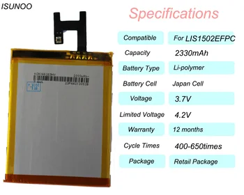 ISUNOOO LIS1502ERPC Nekustamā 2330mAh akumulators Sony Xperia Z L36h L36 c6602 C6603 S39H C2305 M2 S50H D2303 D2305 D2306 akumulators