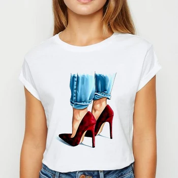 Jauno Modes T krekls Sievietēm augstpapēžu Smieklīgi Grafikas Iespiestas T-Krekls Femme Diezgan Mākslas Dizaina Gadījuma Sexy Vasaras Tshirt Sieviete