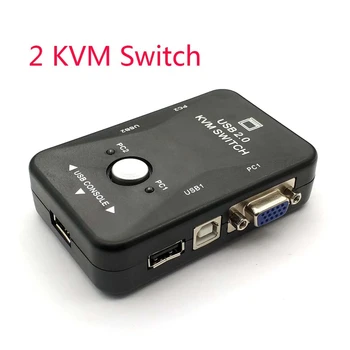 Jauns USB KVM Switch Komutatoru 2 Ports, VGA SVGA Switch Box USB 2.0 Peles Tastatūras 1920*1440