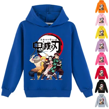 Jaunā Stila Anime Demon Slayer Mazulis Džemperi Sporta Krekls Modes Kamado Tanjirou Kostīmu Hoodies Harajuku Bērnu Sporta Krekls Topi