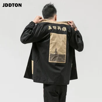 JDDTON Jauna Rudens Ziemas Vīriešu Žaketes Drukāšanas Retro Outwear Ķīniešu Stilā Vējjaka Gadījuma Zaudēt Modes Mēteli JE123