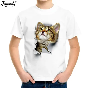 Joyonly 2018 Zēni Meitenes Vasaras Dzīvnieku kaķis Print T-Krekls Bērnu Apģērbi Bērnu Apģērbs Bērnu Hipster Modes T krekls Atdzist Topi