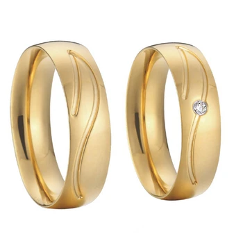 Jubilejas apvienības anel zelta krāsā veselības titāna tērauda kāzu joslās pāri solījumu gredzeni komplekti