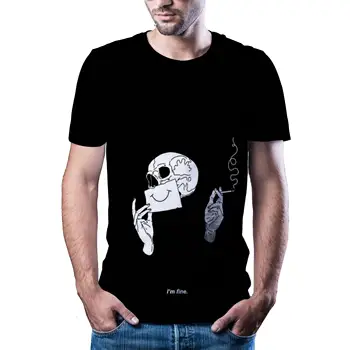 Karstākie jaunākās 3D animācijas ainavu drukāšanas vīriešu T-krekls apģērbu ar īsām piedurknēm o-veida kakla 3D modes vīriešu T-krekls XXS 6XL