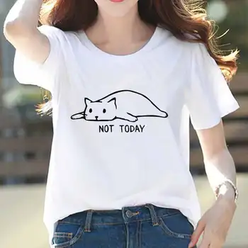 Kaķis Nav Šodien Tshirt Sieviešu Grafikas Tees Sieviešu Smieklīgu T Kreklu Sieviešu Top Tee Krekli Femme Camisetas Mujer Kawaii Kaķis