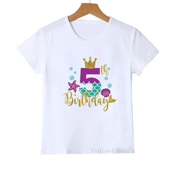 Kids Happy Birthday Skaits 1-10 Vēstuli Druka T Kreklu Meitenes Dzimšanas Dienas Dāvanu Jauki Grafikas Numuru T-Krekls Baby Toddler Pusaudžu Apģērbi