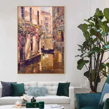 Klasiskā Venēcijas Pilsētas Ainavu Kanvas Glezna Ainava Plakāti un Izdrukas Cuadros Sienas Art Attēlus viesistaba, Mājas Dekoru