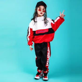 Korejas Top Bikses Džeza Kostīms Bērniem Hiphop Deju Apģērba Zēni Meitenes Hip Hop Kostīmi Bērniem Ielu Deju Apģērbs