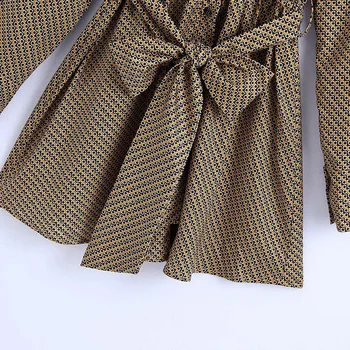 KUMSVAG 2020. gada Vasaras Sieviešu Vintage Mini Kleita Vērtnes tauriņu Drukāt Ģeometrija Modes Satīna Sieviešu Elegants Krekli, Kleitas BB2997