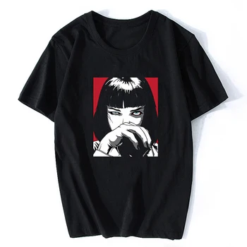 Kventina Tarantino Pulp Fiction Mia Vintage Vīriešu/sieviešu Mode Vīriešu Kokvilnas Filmu 90S T-krekls Streetwear Punk Rock Estētikas Drēbes