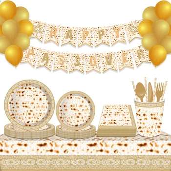 Laimīgs Lieldienas Vakariņu Desertu Plates Puse Rotājumi Tradicionālo Ebreju dienu Festivāls, un Vienreiz lietojamo Trauku Komplekti, Puses dod priekšroku