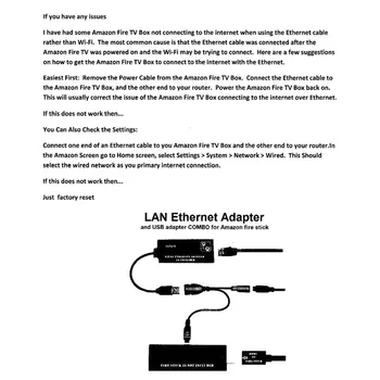 LAN Ethernet Adapteris un USB Adapteri Combo AMAZON FIRE TV 3, vai PIETURĒTIES GEN 2 vai 2 PIETURAS Buferizācijas