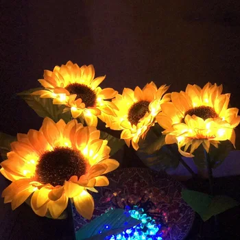 LED Saules Saulespuķu Zemes Lampas Āra Ūdensizturīgs Dārza Saules Saulespuķu Zālienu Lampas saules gaismas dārzs apdare