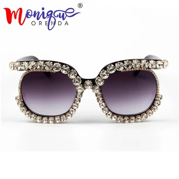 Lielgabarīta Sieviešu Saulesbrilles Luksusa Zīmolu Kaķu Acu brilles pusi rāmi, Rhinestone Saulesbrilles vīriešiem Vintage toņos Oculos UV400