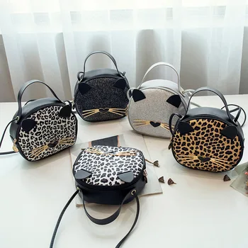 Luksusa Kaķis Somas Sieviešu Somas Leopard Dizainers PU Ādas Dāmas Kārta Messenger Bag Modes Plecu Somas Mini Tote Crossbody