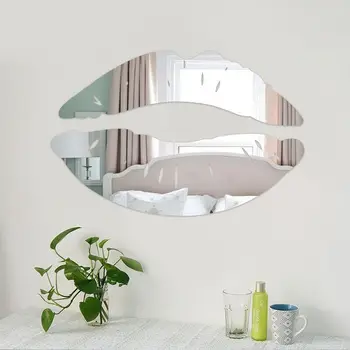 Lūpas Spogulis Sienas Uzlīmes 3D Liels Skūpsts Formas Uzlīmes, Akrila DIY Mākslas Pašlīmējošas Sienas, lai Guļamistaba, viesistaba, Vannas Istaba