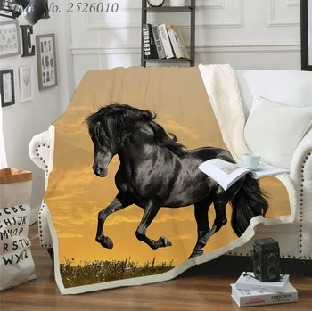 Mest Segu Galloping Zirgu 3D Samta Plīša Sega, gultas Pārklājs Bērniem, Meitenēm, Sherpa Segu Dīvāna Segu Segtu Ceļa 02