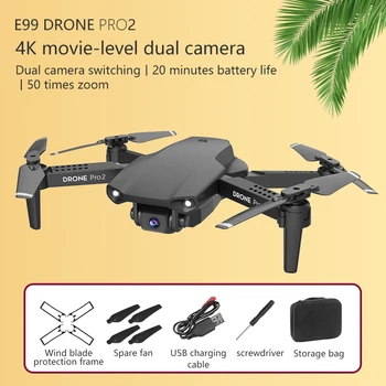 Mini Dūkoņa Profissional E99 Dūkoņa Pro2 4K IZŠĶIRTSPĒJAS Kameras RC Quadcopter ar 1080P/4K Kamera Salokāms Helikopteru Lidot 20mins Rotaļlieta, Dron