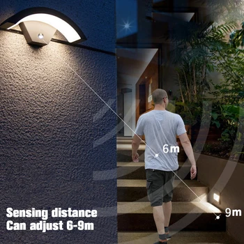 Modernās Sienas Lampas Kustības Sensors IP65 Waterproof Āra Led Veranda, Koridors Dārza Dekori Warm White LED Sienas Apgaismojums