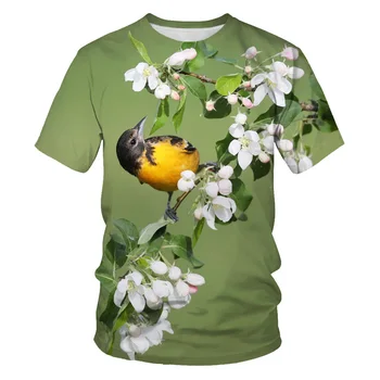 Modes brīvs dzīvnieku, putnu vīriešu t-krekli smieklīgi papagailis putnu 3d drukas gadījuma T-krekls vasaras elastīgs, elpojošs, augstas kvalitātes Tshirt