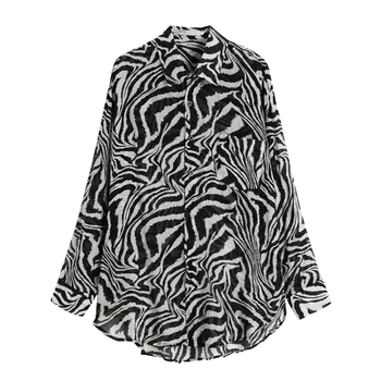 Māsa Fara Jaunā Pavasara Sieviešu Krekls Zaudēt Zebras Svītrainais Vienu Krūtīm, V-veida Kakla Blūze Sieviete Ilgu Rudens Modes Blūzes