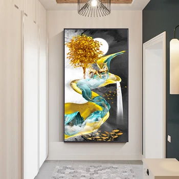 Mūsdienu Abstraktu Ainavu Mākslas Spilgti Mēness Mākslas Audekls Gleznošanai Cuadros Drukāt Sienas Mākslu, viesistaba, Mājas Dekoru (Bez Rāmja)