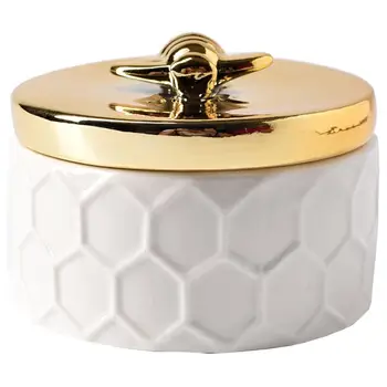 Nordic style keramikas zelta pārklājumu bišu rotaslietas lodziņā rotaslietas, kaklarota, gredzens uzglabāšanas kaste radošo mājas apdare