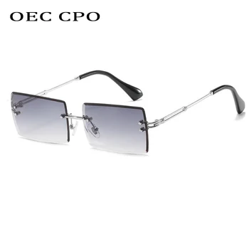 OEC CPO bez apmales Saulesbrilles Sieviešu Mazs Taisnstūris, Saules brilles Dāmām Zīmolu Modes Stila Sieviešu uv400 Melna Pelēka Rozā O636