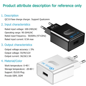 Olaf USB lādētāju ātri uzlādēt 3.0 Ātra uzlāde Iphone X qc 3.0 USB Wlall Lādētāja Adapteris Samsug S8 Par Huawei p20 lite