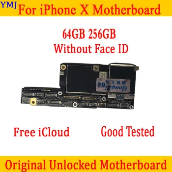 Oriģināls Mātesplati Par iPhone X 64GB/256 GB Rūpnīcā Atslēgts, Mainboard Ar/BEZ Sejas ID IOS Atjauninājumu Atbalsts loģika valde