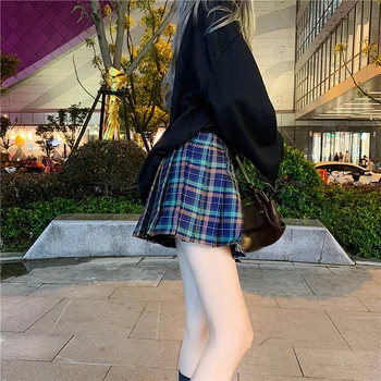 Pavasara Pleds Goth Svārki Sieviešu Sexy Augsto Vidukli, Īsu Y2k Svārki Sieviešu High Street Harajuku Streetwear Korejas Svārki Sievietēm Ir 2021.