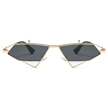 Peekaboo zelta steampunk flip up saulesbrilles vīriešiem vintage sarkanā metāla karkasa trijstūris, saules brilles sievietēm 2019 uv400