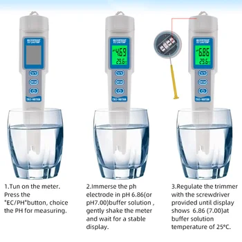 PH-983 3 in 1 EK TEMP PH Testeri Digitālie EK Vadītspējas Mērītājs Monitors Maināmiem Zondes Ūdens Kvalitātes Tīrības Testēšanas Rīks, Baseins