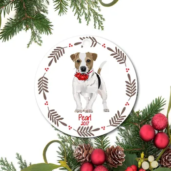 Pielāgotā drukāšana jebkuru foto Dop pet Ziemassvētku eglītes Rotājumu - personalizētu suns ornaments - akvarelis oranžās suņu Ziemassvētku rotājumu